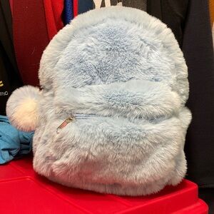 Claire's Soft Blue Furry Backpack
